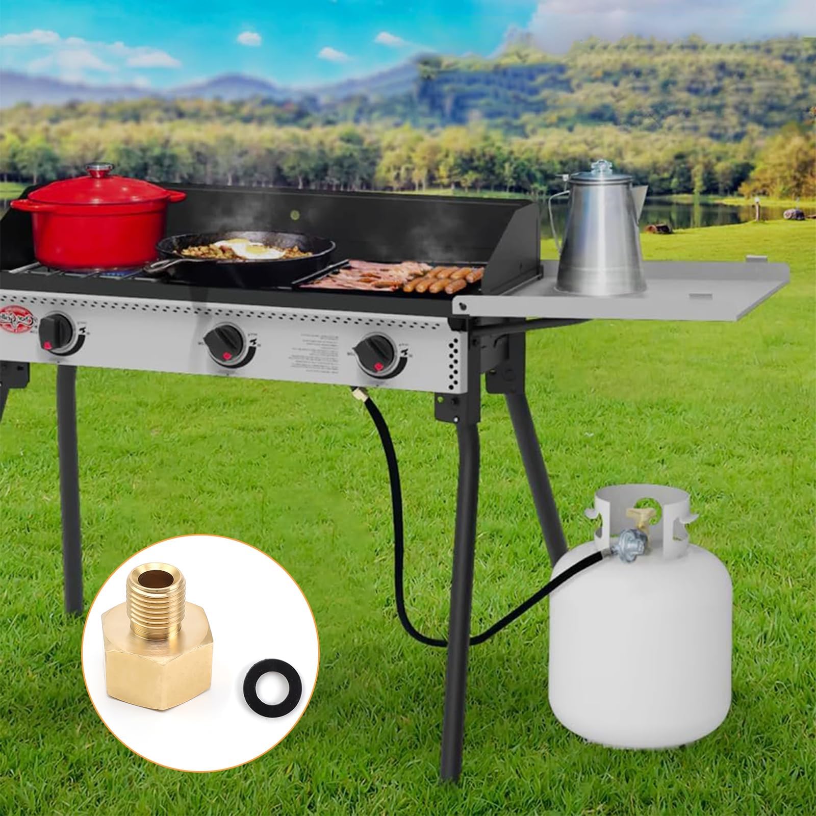 Adattatore per Fornello a Gas da Campeggio Connettore da Trasformare Bruciatore a Gas Ingresso a Vite Serbatoio di Gas per Picnic Campeggio(Verde