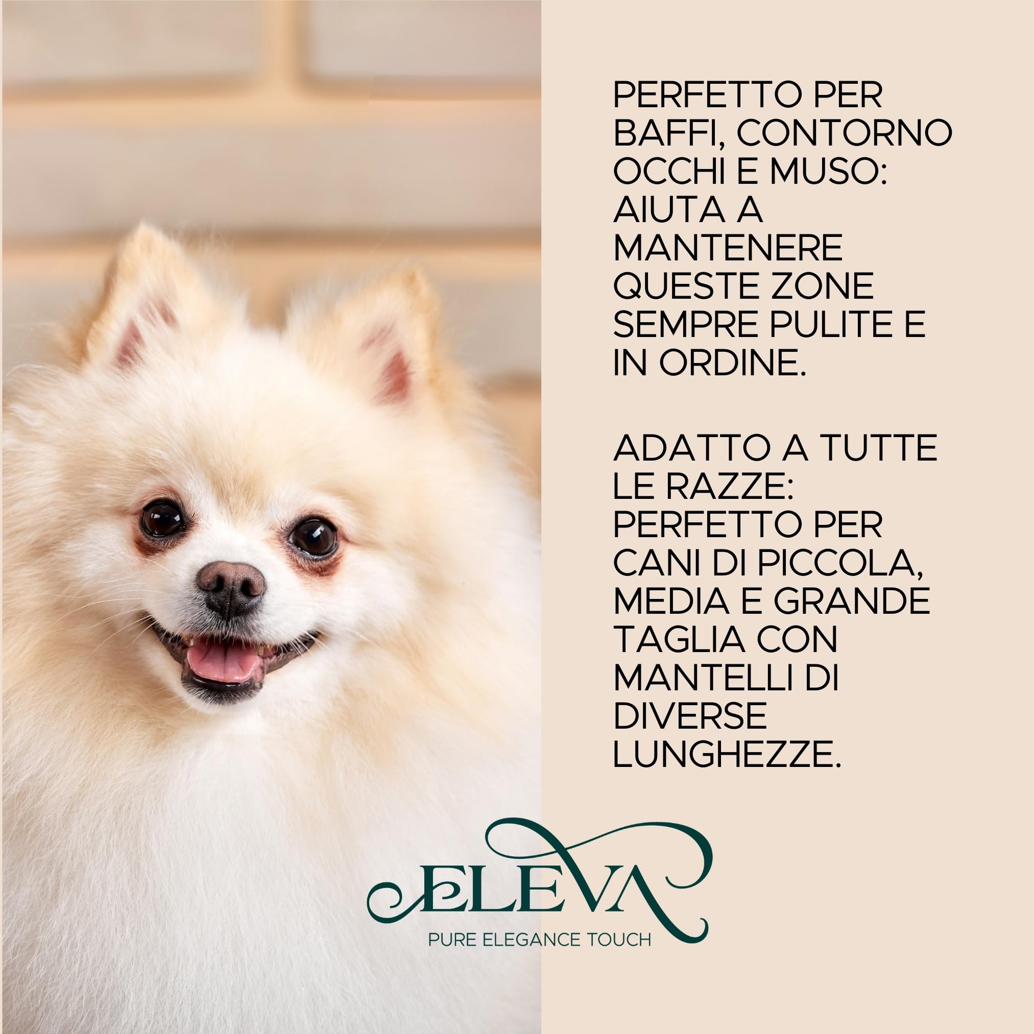 ELEVA PET - Pettine a Coda per Cani - Strumento Professionale Districante - Ideale per Mantelli Lunghi e Medi - Design Ergonomico - Made in Italy