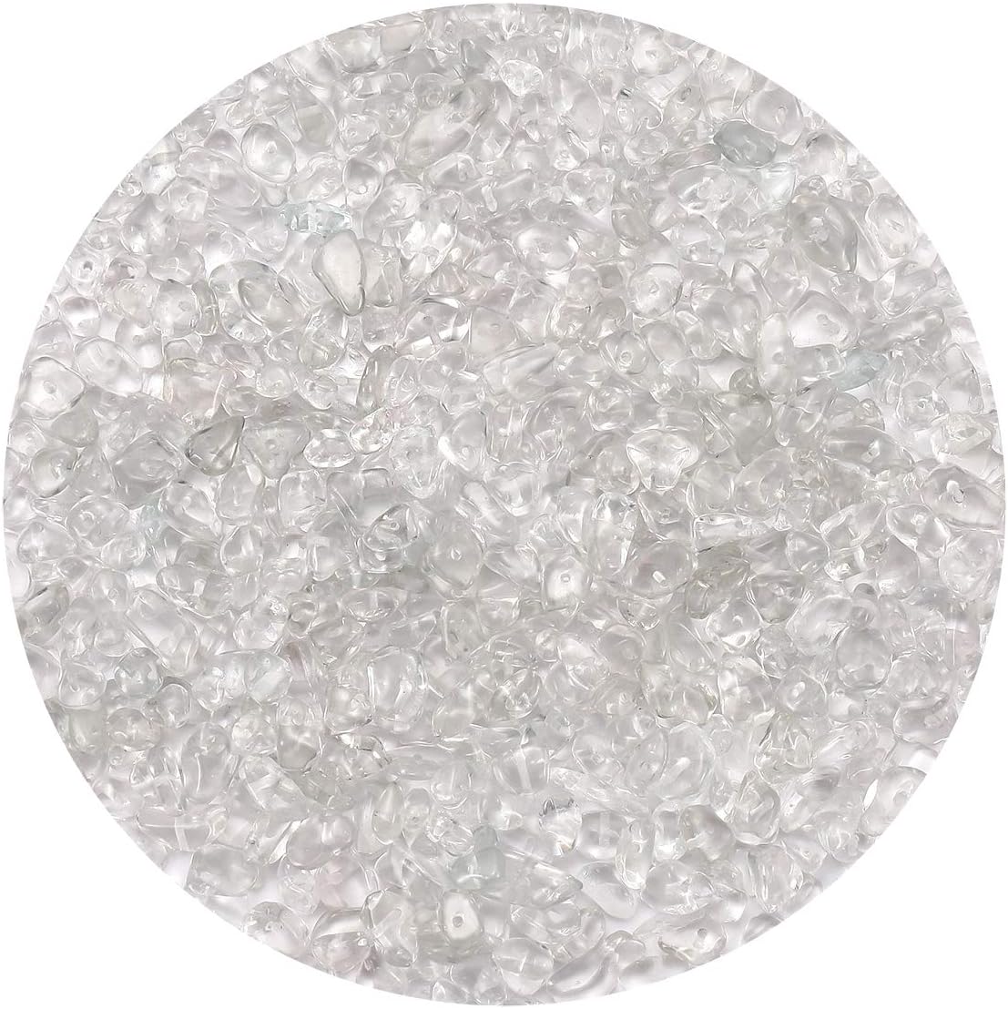420PCS Chip Stone Beads Clear Crystal Quartz, Irregular Gemstones Healing Crystal Loose Beads Crushed Chunked Crystal Pieces Hole Drilled for DIY Art Crafts Jewelry Making (Clear Crystal Quartz)