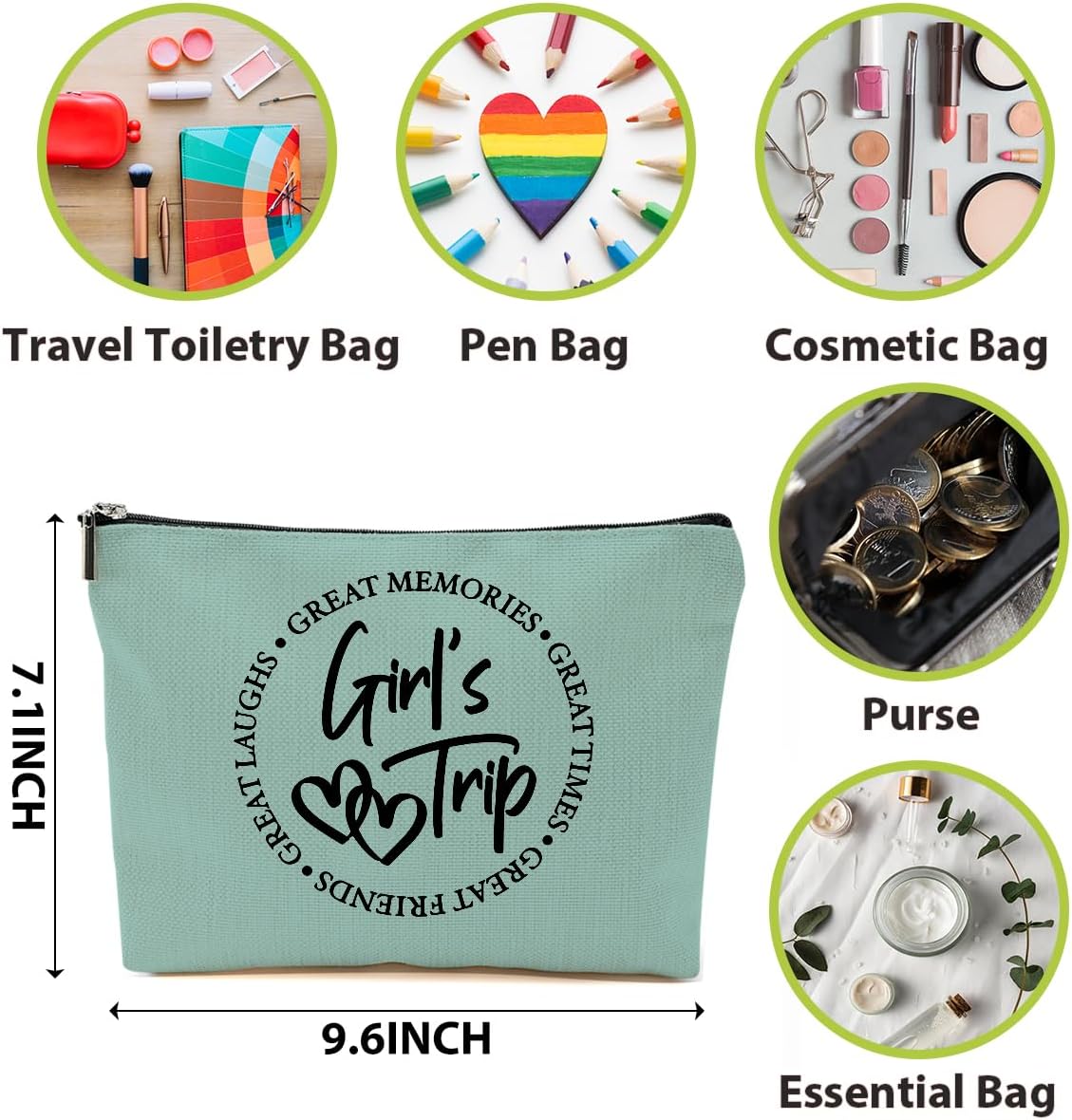 4 Pcs Girls Trip Gifts Favors, Girls Weekend Gifts Makeup Bag, Bestie Gifts Weekend Bag Travel Gifts Vacation Cosmetic Bag, Friendship Gifts for Women Sisters, Graduation Wedding Gifts Toiletry Bag - Image 2