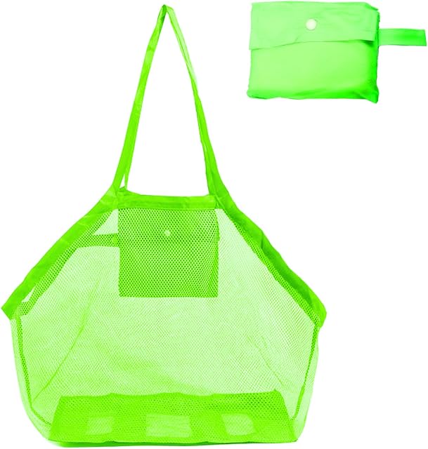 Large Mesh Beach Bag, Lightweight Mesh Beach Tote with Zipper for Storing Beach, Travel Necessity (Green)
