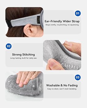 Blackout Eye Mask for Sleeping, 3D Weighted Sleep Mask for Airplane Travel