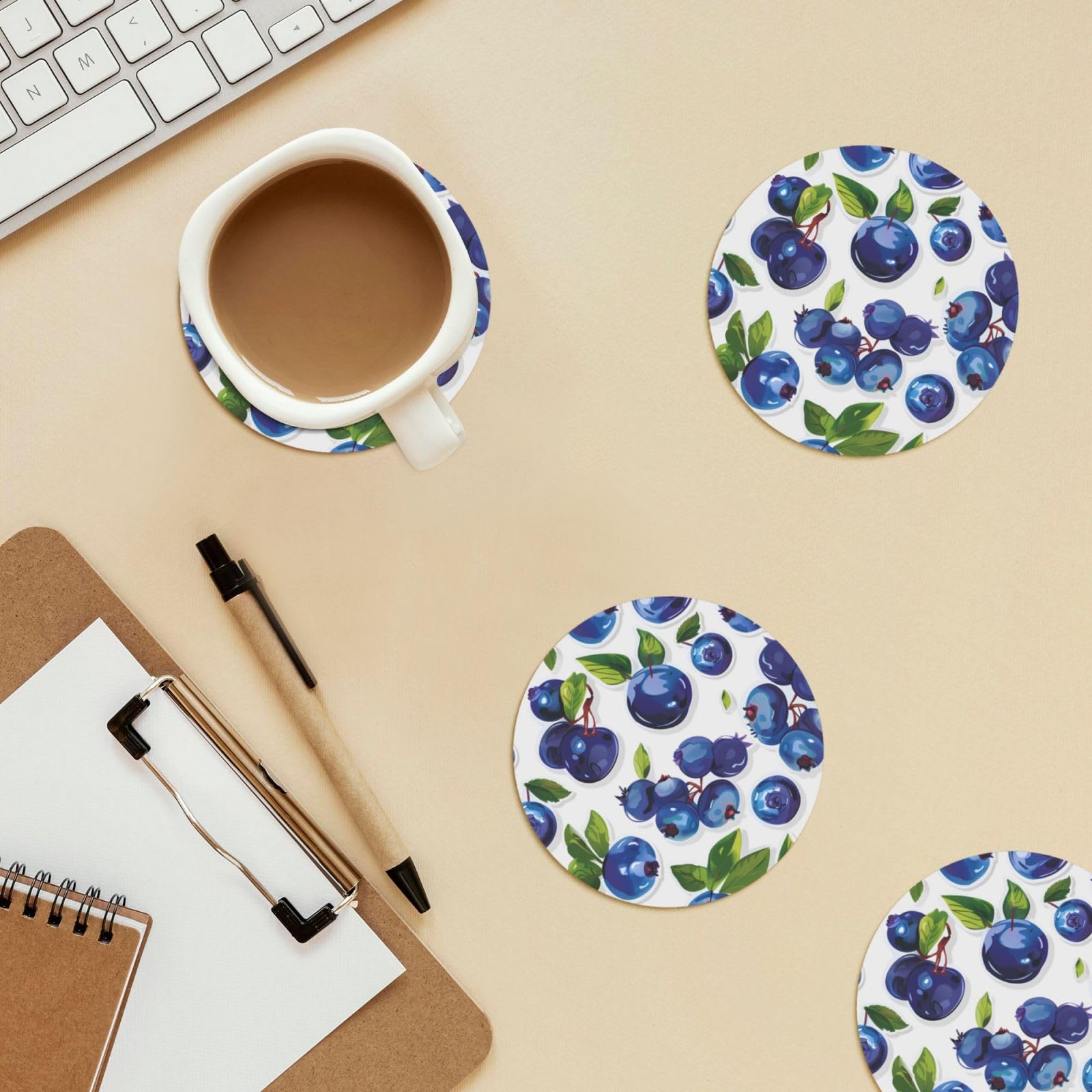 コースター　ブルーベリー柄　４枚セット コースター ブルーベリー柄 4枚セット