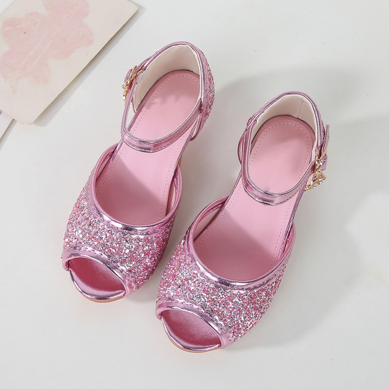 Mädchen Kristall Schuhe mit Absatz Festliche Schuhe Glitzer Prinzessinschuhe mit Pailletten Kinder Sandalen Elegant High Heels für Halloween Fest Fasching Geburtstag Party