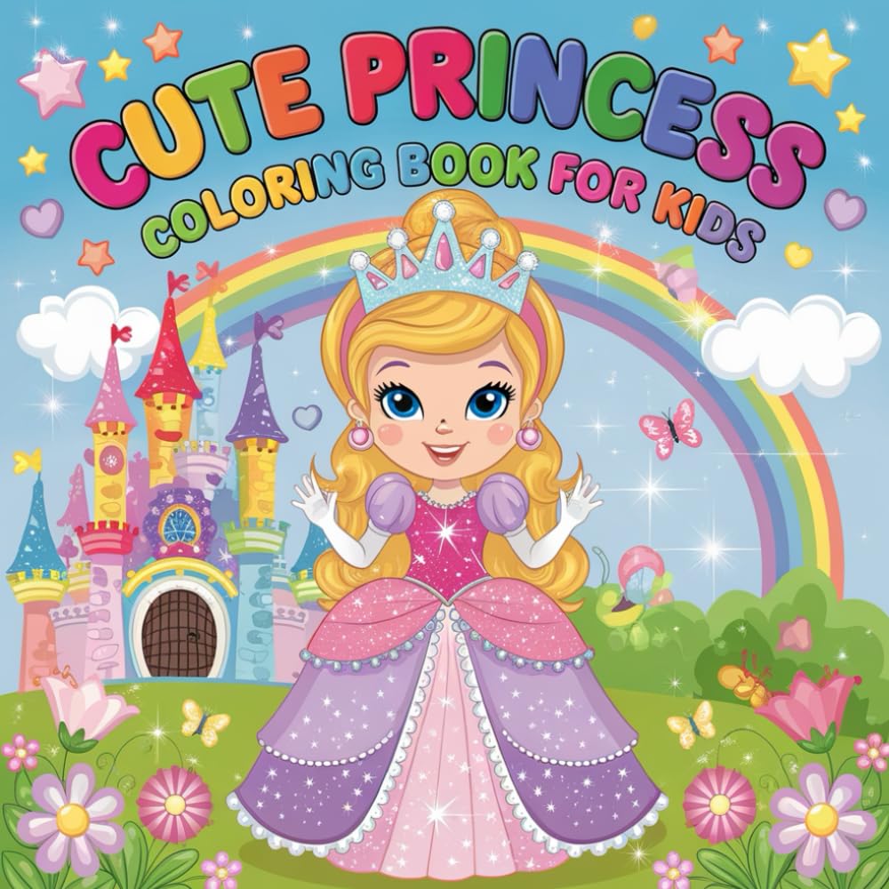Easy Princess Coloring Book for Girl.: Easy Princess Coloring Pages with Big Shapes for Fun, Creativity, and Relaxation.