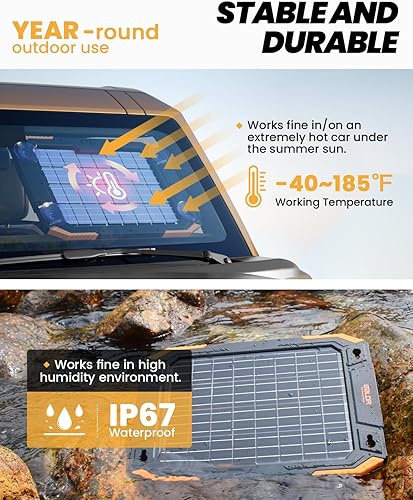 Miniatura 5 de BALDR 12V Solar Battery Charger, 13W Waterproof Dual Sided Battery Maintainer, IP67 MPPT Trickle Charger for Car, Trailer, Lawn Mower, Boat