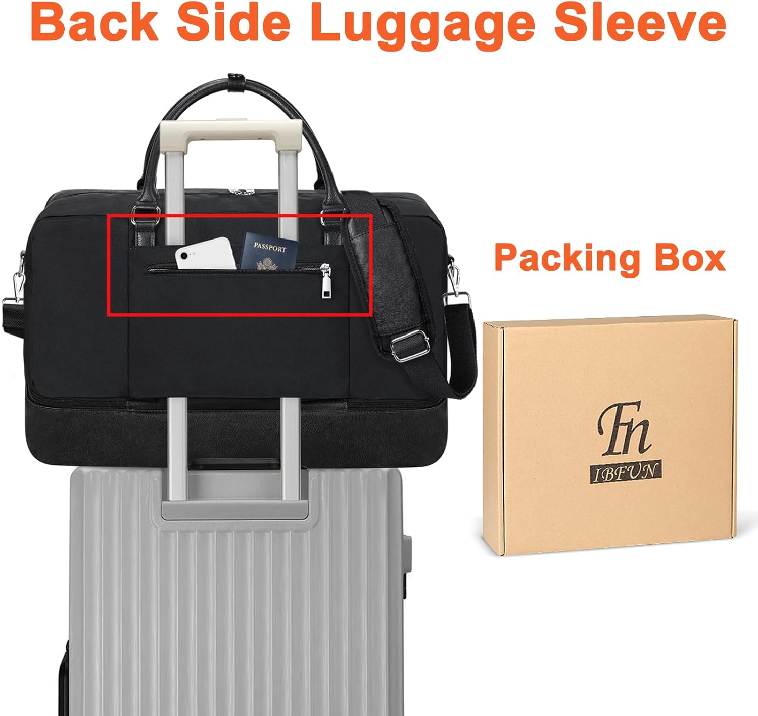 IBFUN Weekender Bags for Women, 21" Weekender Travel Bag, Travel Duffle Bag with Shoe Compartment Carry on Overnight Duffel Bag for Weekend Travel Business Trip - Image 5