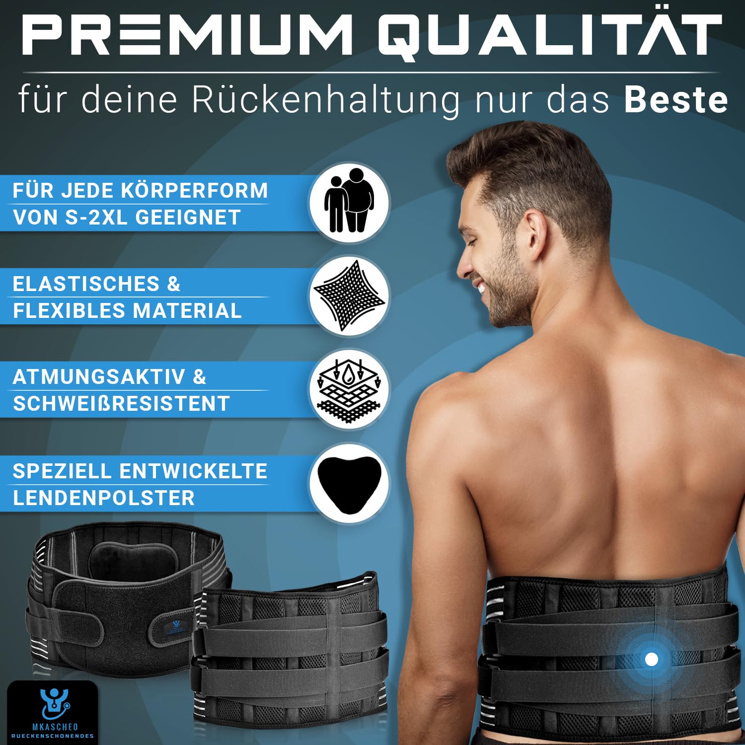 Rückenstützgürtel Bandscheiben GürtelOrthopädischer Rückenbandage mit 2 Lendenpolstern & atmungsaktiven Mesh Rückenchmerzenlinderung,&Haltungsprobleme Verstellbar für Männer/Frauen