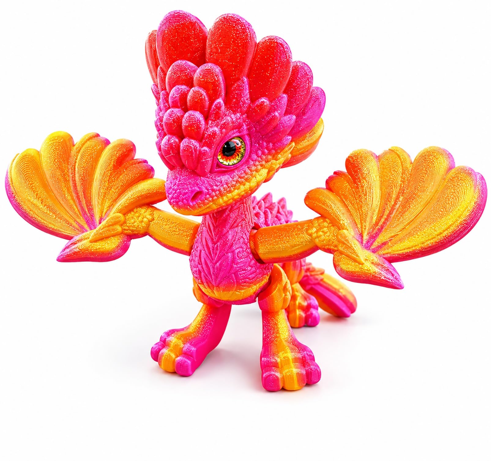 CASOME 3D Printed Articulated Dragon Figurine, Poseable Fantasy Creature Desk Decor, Movable Winged Collectible Display Figure For Shelf, Office And Room Decoration(E)