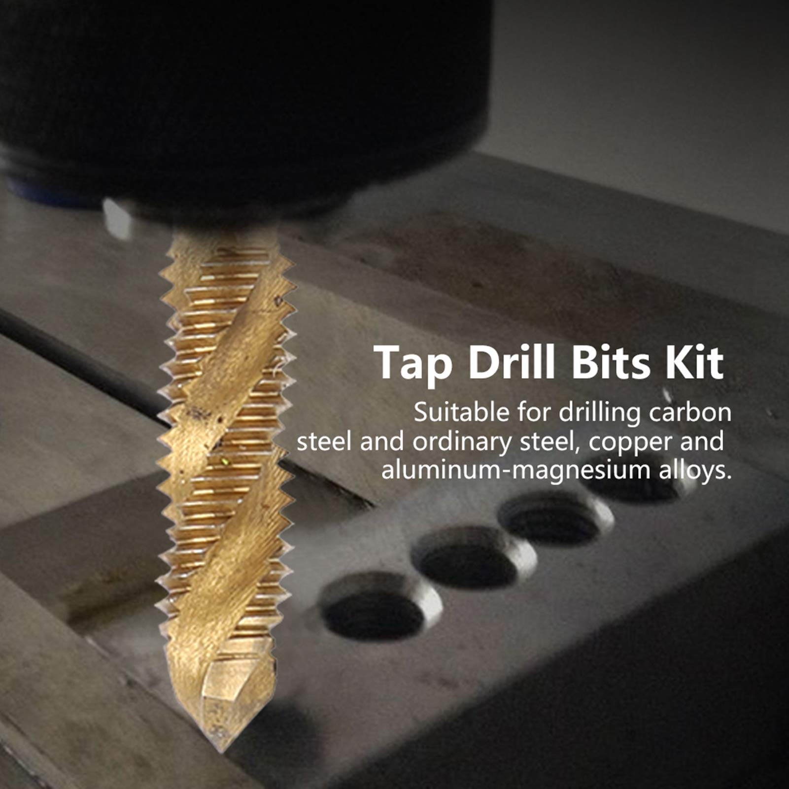 10pcs M4 Tap Drill Bit HSS Spiral Tap Drill Bit Set Coated Spiral Screw Tap Set for Drilling, Tapping, Deburring, Internal Chip Removal, Length 2.7in, Diameter 0.1in