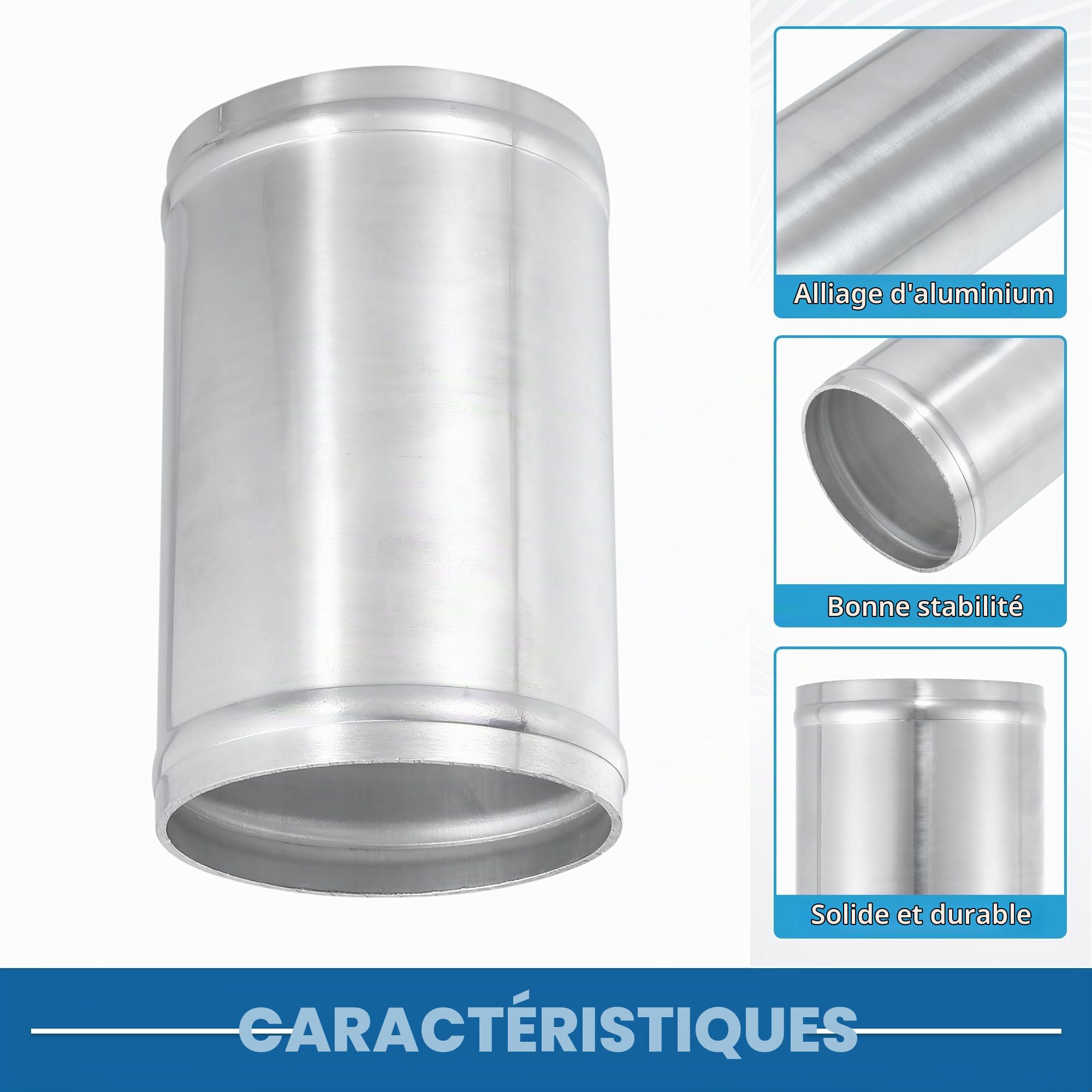 A ABSOPRO Adaptateur Universel Aluminium 1pc Pour Tuyauterie D'Admission | Argenté, Pour Admission D'Air, Diamètre Extérieur 76mm, Intérieur 72mm, Longueur 120mm, Épaisseur 2mm, Installation Facile