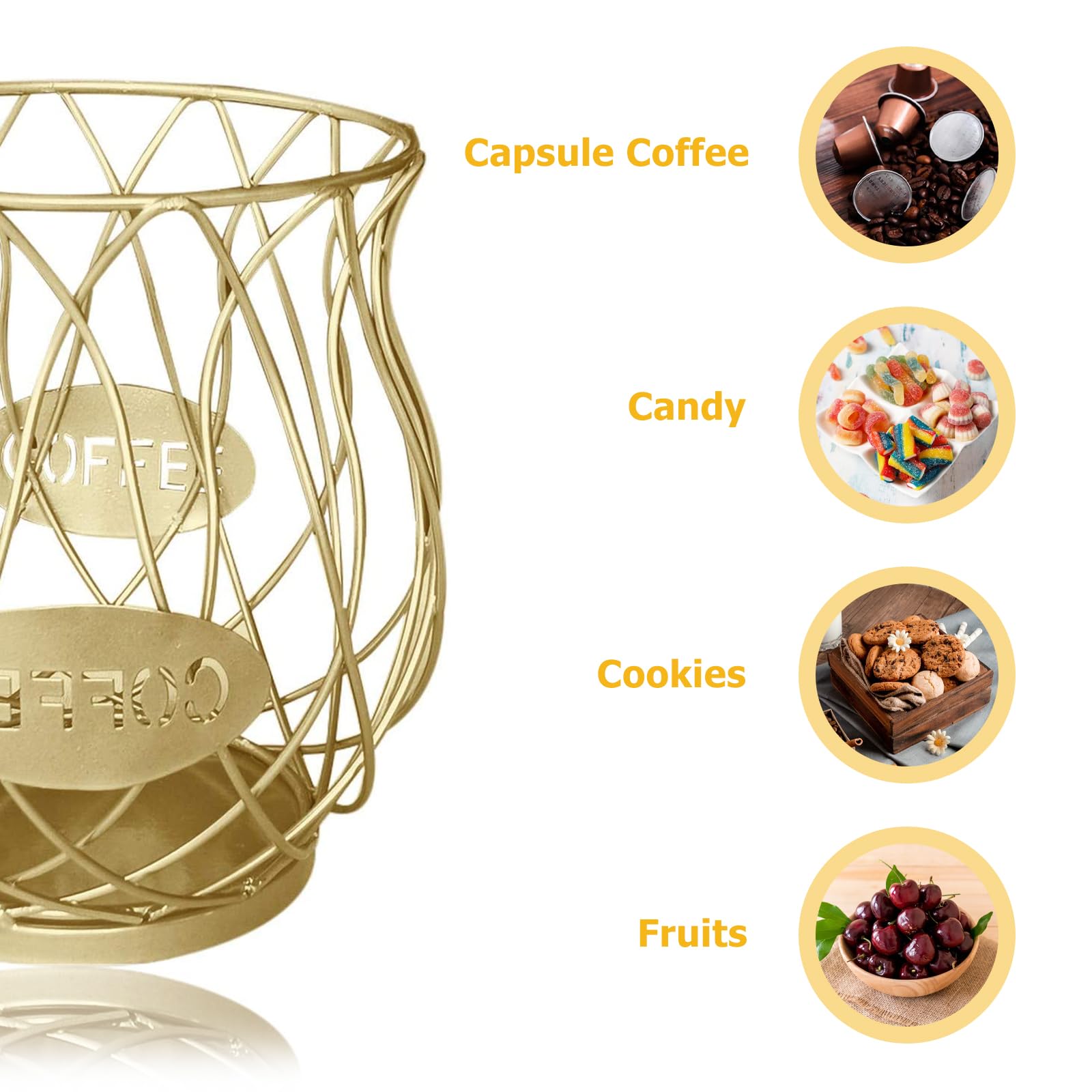 Cesto di immagazzinaggio del caffè, cesto di capsule di caffè, cesto di capsule di caffè, cesto di capsule di caffè, cesto di immagazzinaggio per capsule di caffè, per caffè, casa, hotel, ufficio (oro