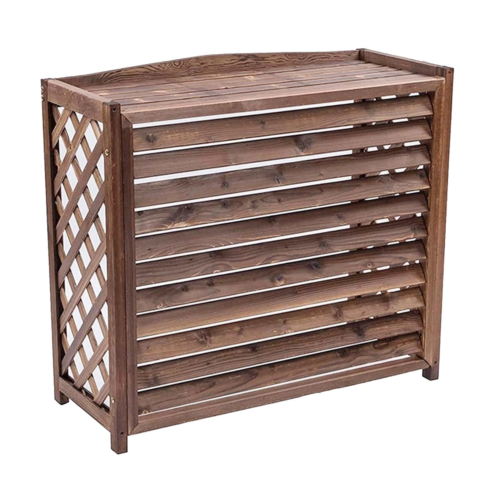 QYMYOZ Heavy Duty Wooden Air Conditioner Fence Screen Outdoor AC Cover & Flower Stand for Garden/Balcony 81x30x72cm & 115x54x95cm Durable Stylish Weatherproof Protection
