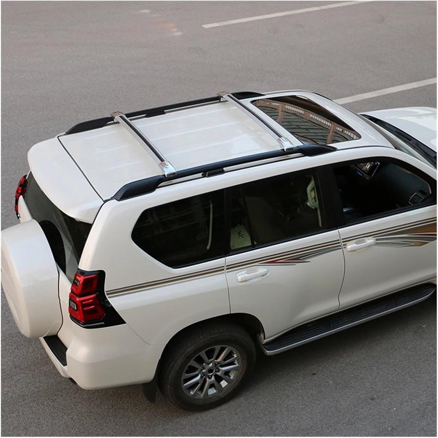 Roof Racks for Toyota for Land for Cruiser for Prado 150 200 2008-2021 Roof Luggage Rack Cross Rail Rail Travel Accessories Roof Bars (Size : 200 Black) image 3