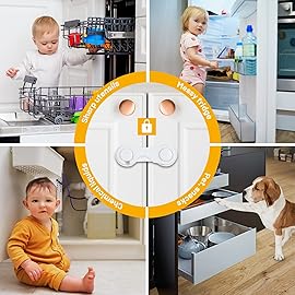 TRILINK Cabinet Locks for Babies 6 Pack, Baby Proofing Baby Safety Locks, Child Locks for Cabinets, Fridge Locks for Kids, Strong Adhesive No Drilling-Durable-Multifunctional for Furniture Kitchen