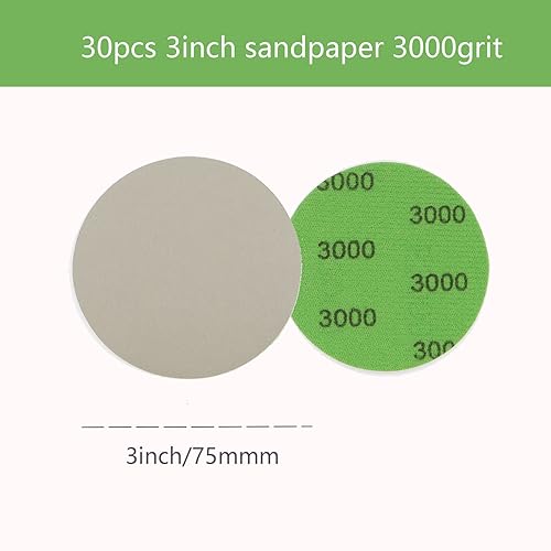 Miniatura 2 de 30 piezas de papel de lija de 3 pulgadas, discos de lija de gancho y bucle, 3000 granos de papel de lija húmedo y seco para lijadora orbital