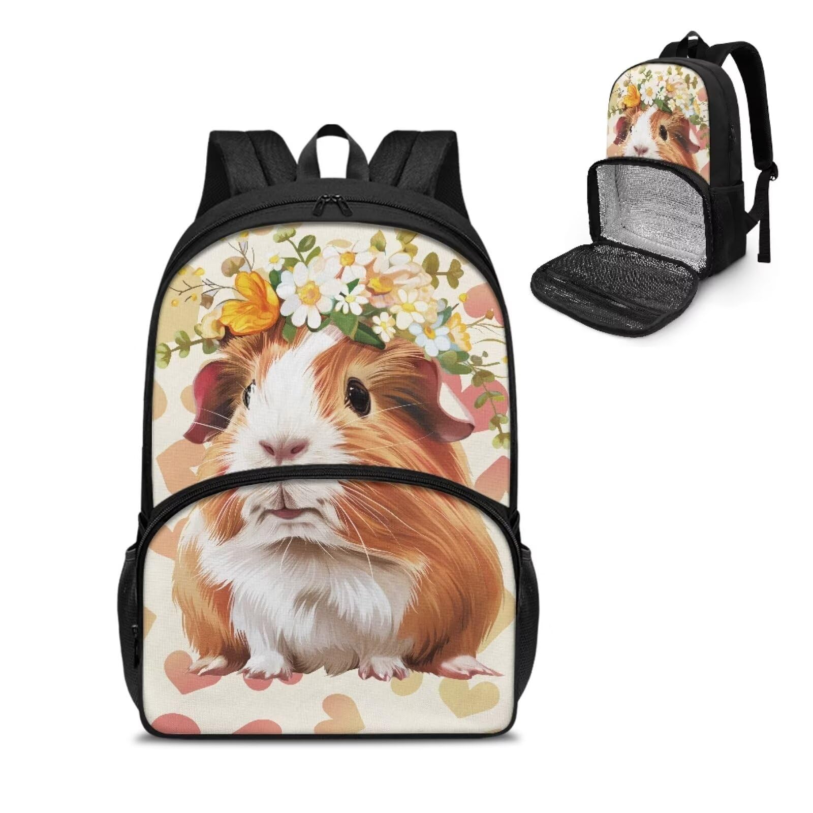 POLERO Bonita mochila con compartimento para el almuerzo para niños y niñas, mochila de viaje ligera