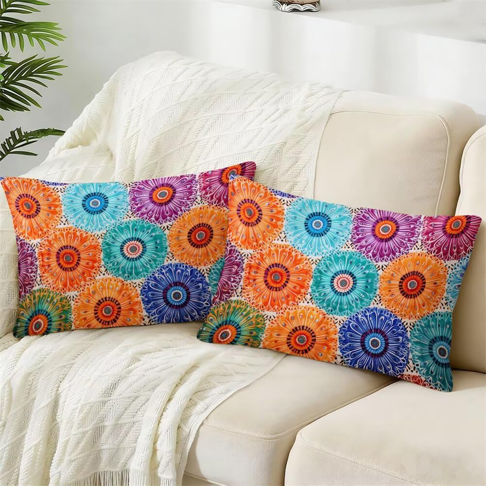 Federe Cuscini Divano 50x80 cm Set di 2 Federa Cuscino Boho Copri Cuscini per Divano Estate Fodere Cuscino Decorativi Copricuscino per Camera da Letto Soggiorno Balcone con Cerniera Nascosta -SC181