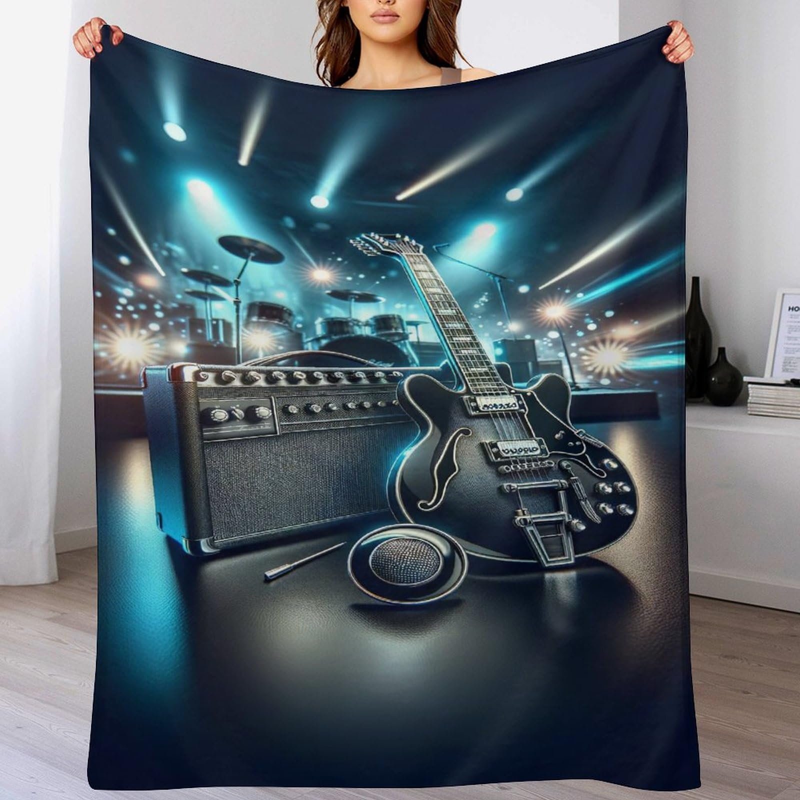 Couverture en flannel épaisse guitares pour remplacer vos plaids rêches