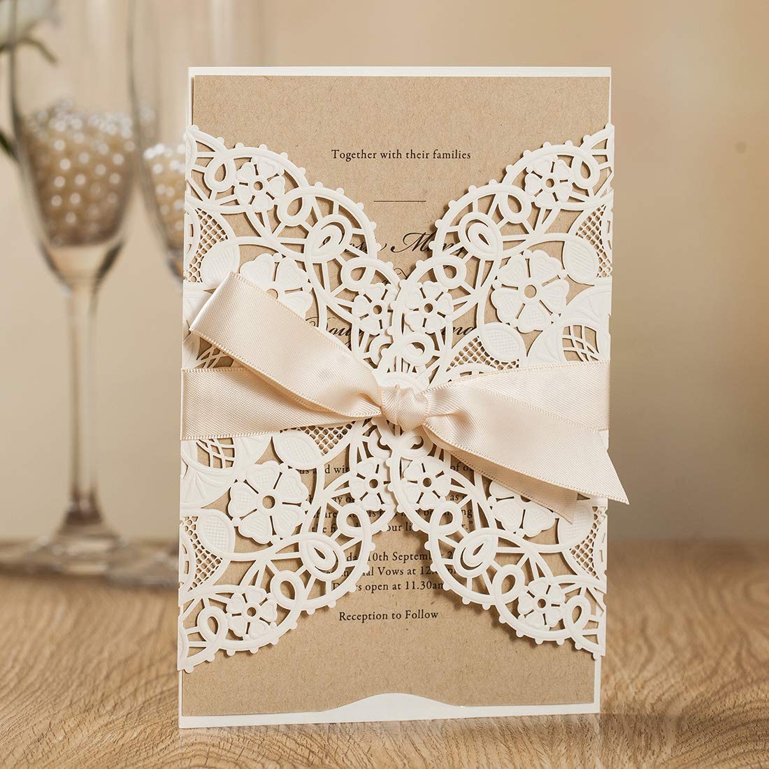 Buy WISHMADE 50pcs Elegant Wedding Invitations Cards Kits With Ribbon buy-wishmade-50pcs-elegant-wedding-invitations-cards-kits-with-ribbon