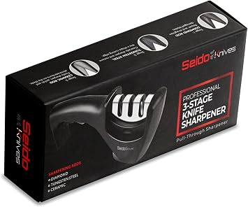 Seido 3-Stage Manual Knife Sharpener, Tungsten Diamond Ceramic