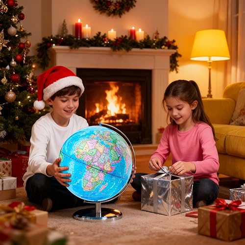 Miniatura 7 de Globo mundial de 13 pulgadas para niños, globo de aula para educación y decoración con base estable de metal pesado, superficie impresa impermeable