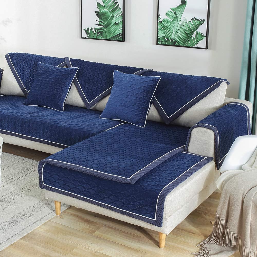TEWENE Sofa Cover, Velvet Couch Cover AntiSlip Sectional Couch Covers Sofa