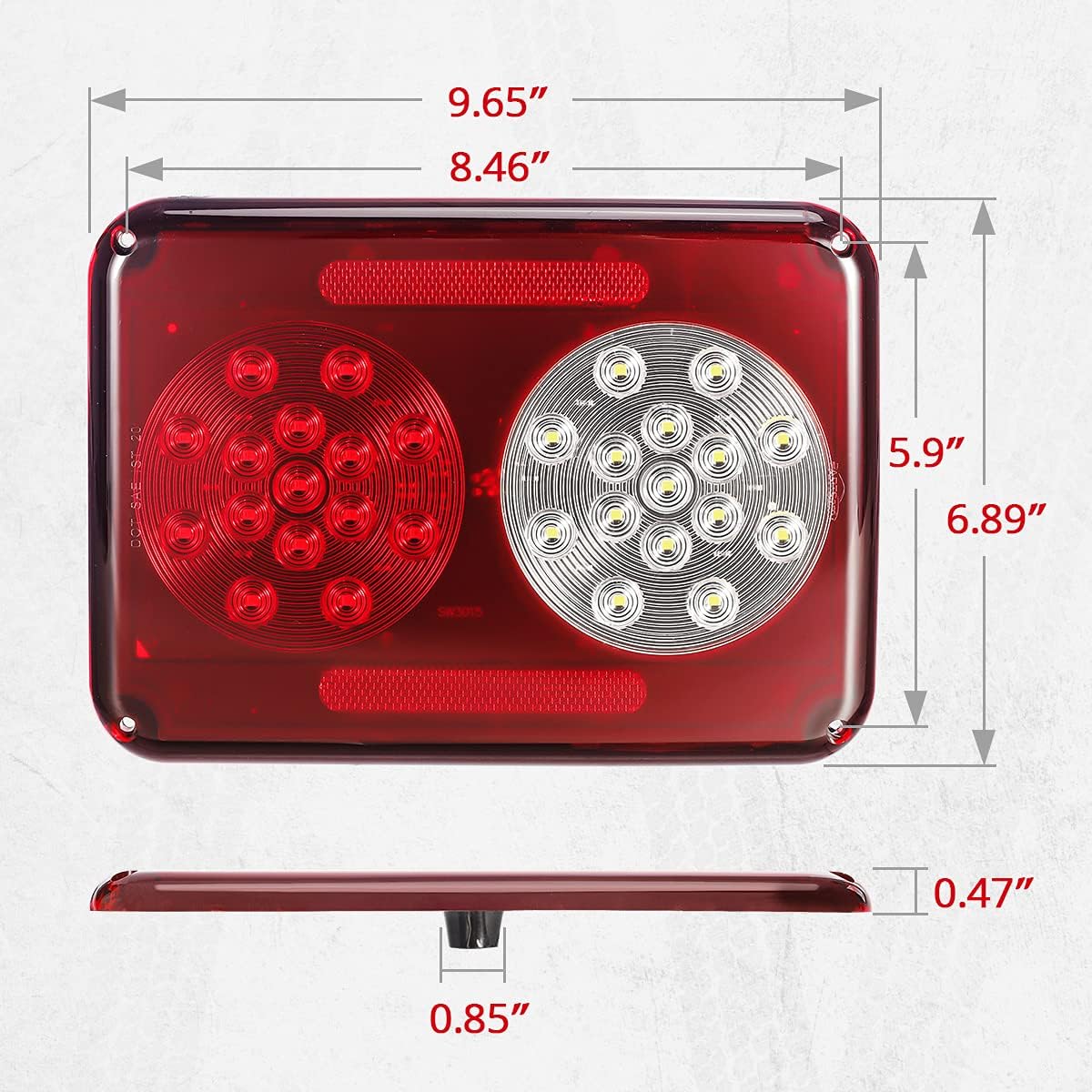 Exclusive Discount 50% Price Partsam 2Pcs Double Led Trailer Tail Lights with Stop Turn Tail Backup Reverse Lights 30 LED Horizontal Mount/Vertical Mount, Surface Mount RV Double Led Taillights, RV Double Led Tail Lights