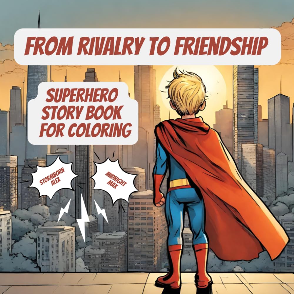 From Rivalry to Friendship.: A Superhero story book for coloring for kids, about rivalry, friendship and teamwork.