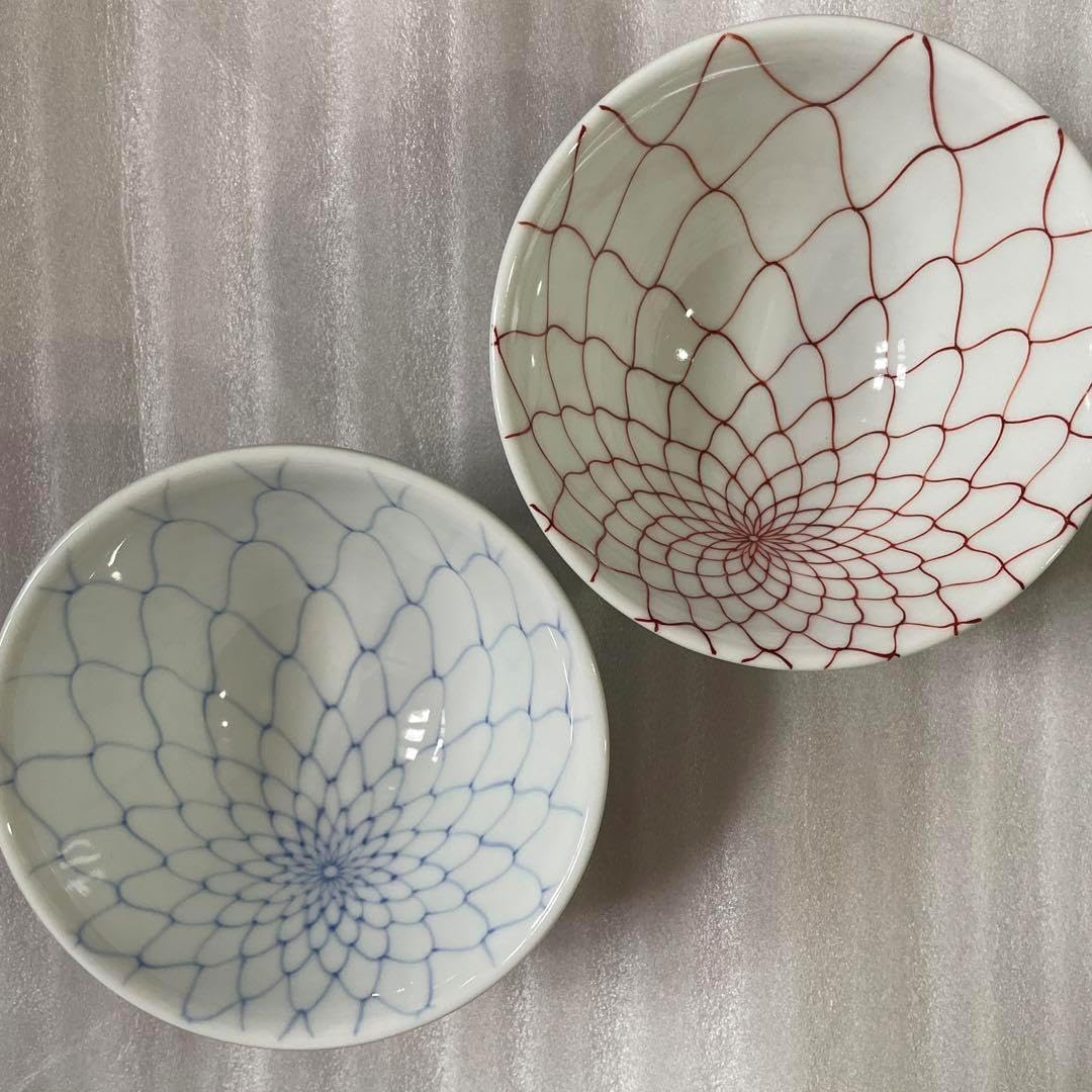 深川製磁 百年庵 笹青磁網目 飯碗 茶碗 2客 匿名発送】新品♪