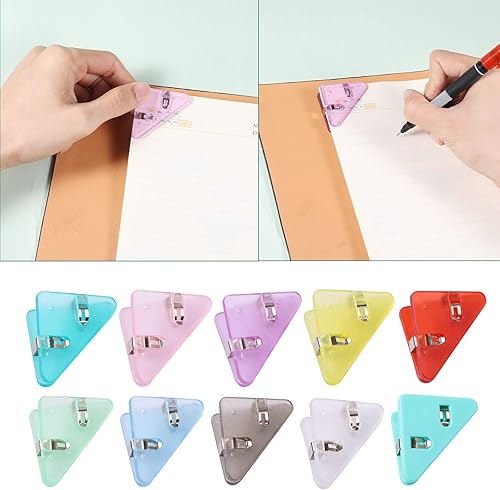 Miniatura 4 de 20 clips de papel de esquina, clips de papel de esquina triangular, clip para documentos, protección de esquinas, multifuncionales y coloridos,