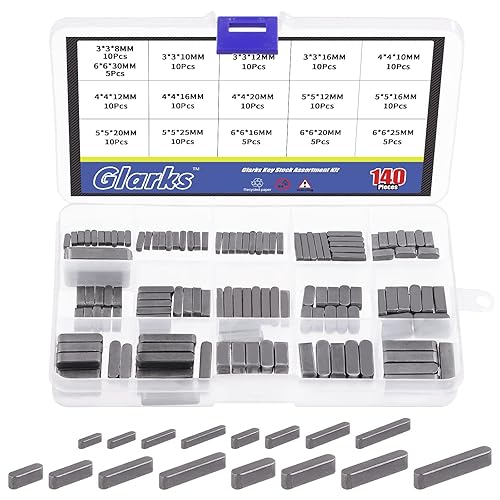 140Pcs 16 Sizes Key Stock Keystock Assortment Kit, 8mm 10mm