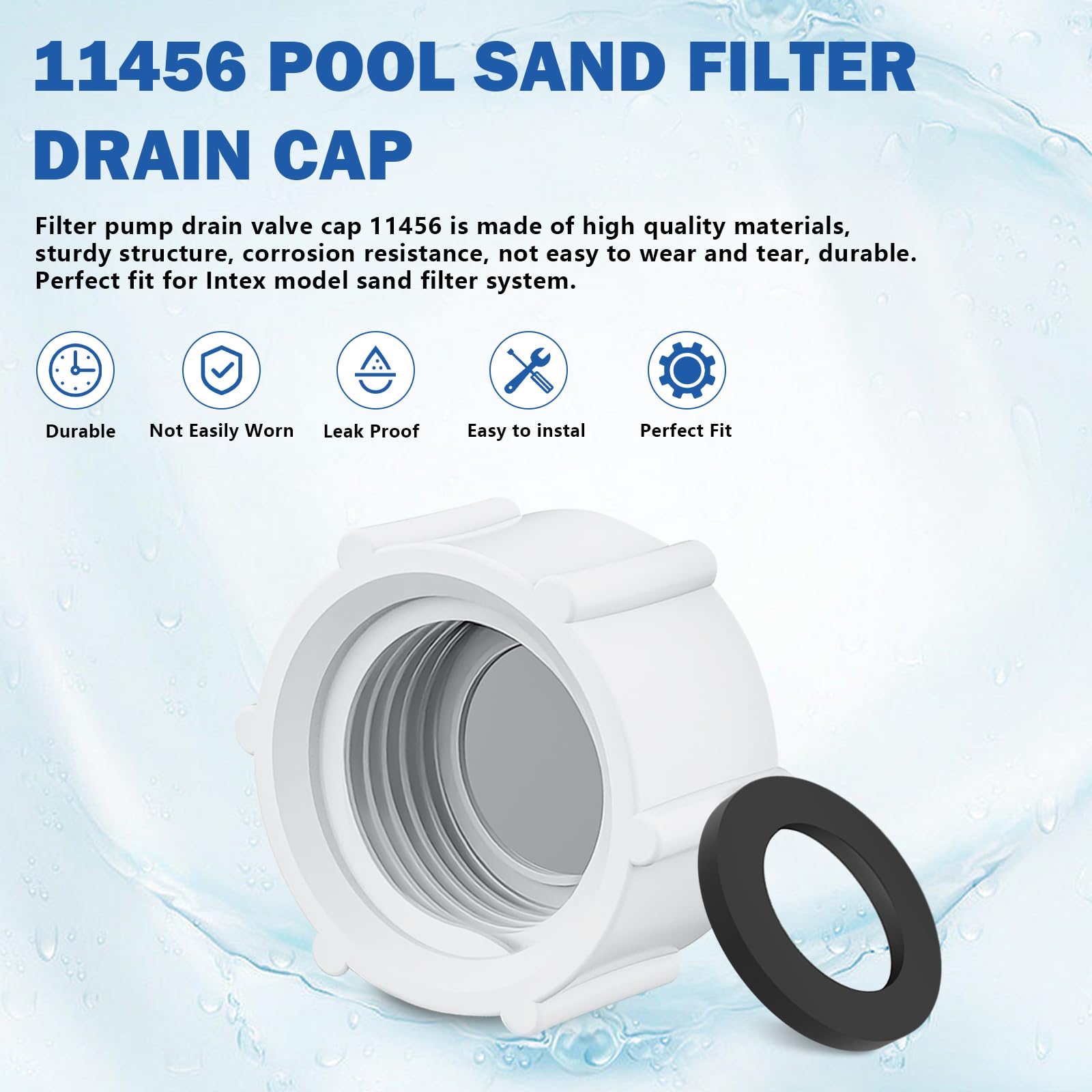 Sconva 11456 Pool-Ablassventilkappe Mit O-Ring | Für Intex Sandfilterpumpen | Ersatzteil Kompatibel Mit 26331CA, 26371CA, SF60110-2 Uvm.