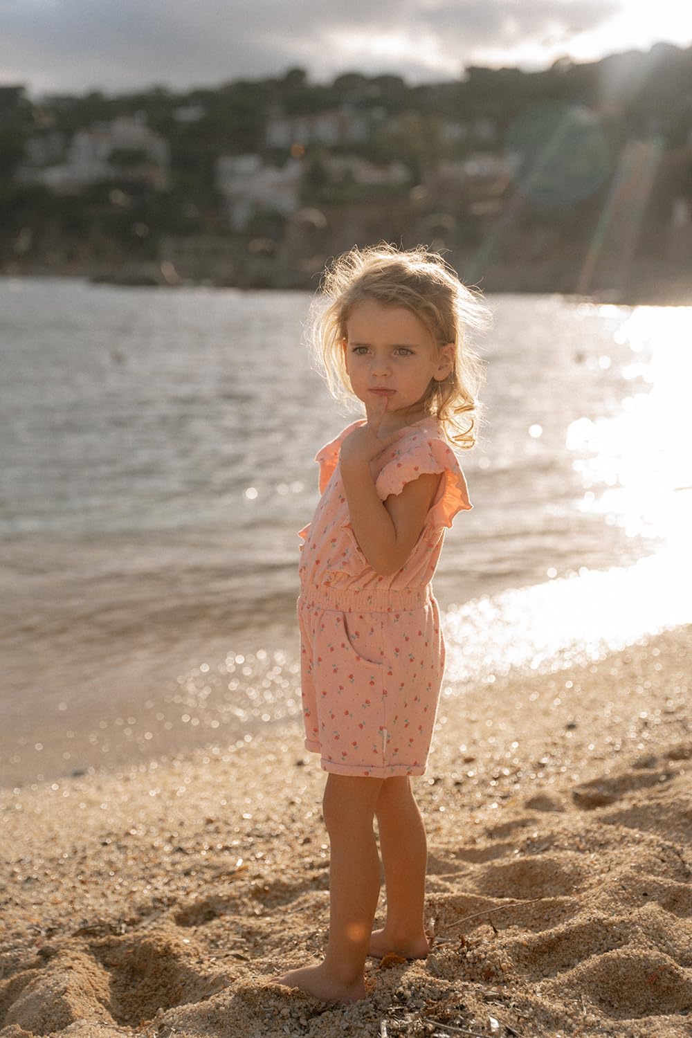 Little Dutch CL25034411 Jumpsuit ärmellos mit Rüschen Frottee - Sunny Flowers Blush (Gr. 86/92)