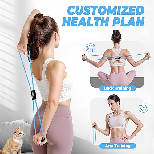 Miniatura 3 de Figura 8 bandas de resistencia para mujeres y hombres, bandas de ejercicio con asas, 8 bandas de resistencia en forma para entrenamiento de espalda,