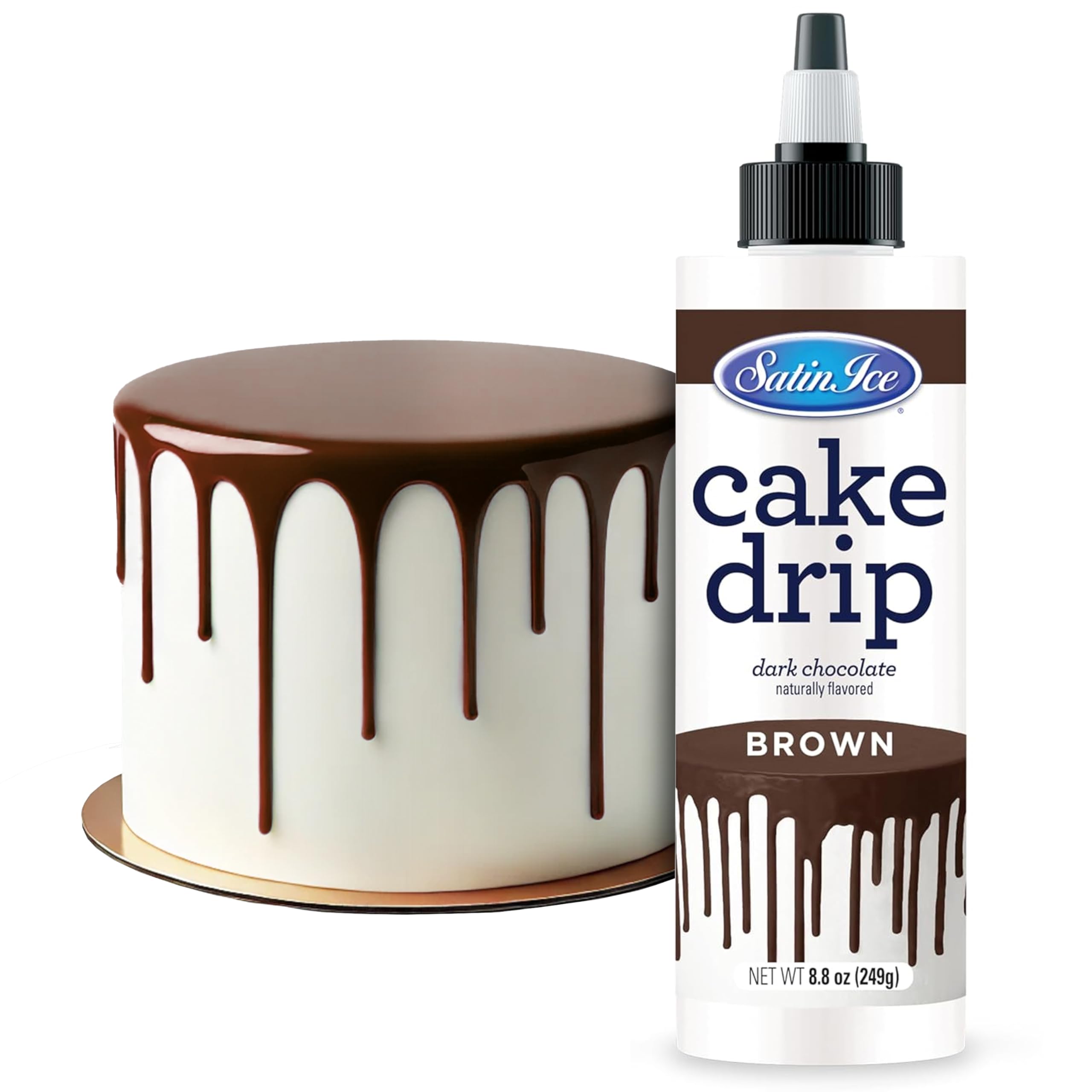 Satin Ice Cake Drip, Brown Chocolate, 8.8 Ounce
