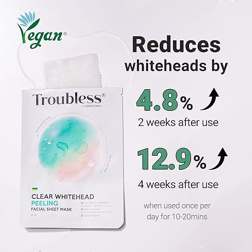 Miniatura 3 de Troubless Mascarilla facial transparente para eliminar puntos blancos, 5 unidades, mascarilla hidratante para el día y la noche para la cara,