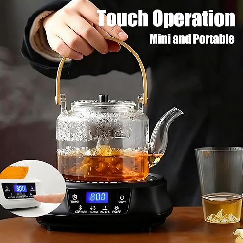 Miniatura 6 de Mini estufa eléctrica de 800 W, estufa de cerámica eléctrica portátil con niveles de potencia ajustables, quemadores de encimera, placa eléctrica