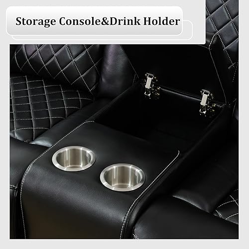 Miniatura 6 de Juego de sofá y sillón reclinable eléctrico con LED, juego de sofá de cuero transpirable de 2 piezas, sofá reclinable y sofá biplaza, muebles de