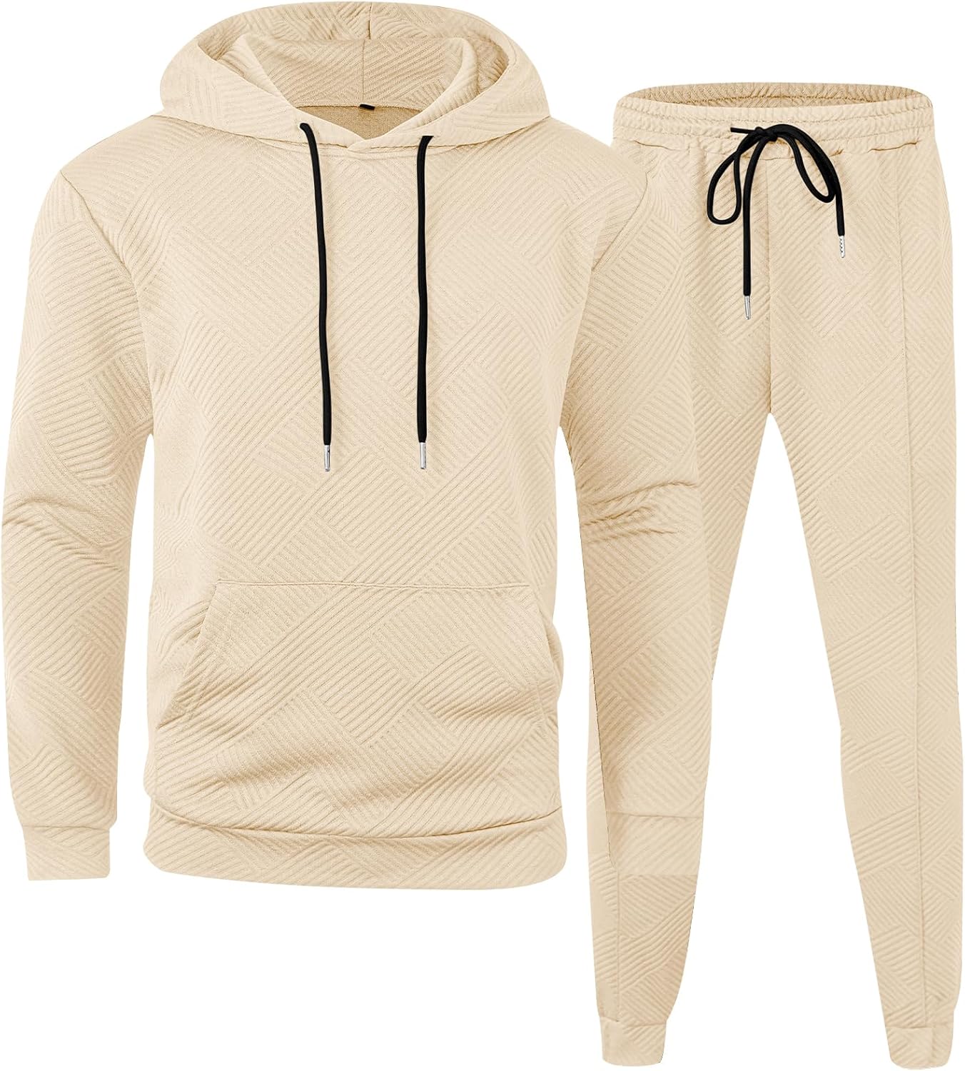 Babioboa Mens 2 Piece Sweatshirt Jacquard Sweatsuit Outfits Hoodie& Casual Joggers Sweatpants Set Tracksuit