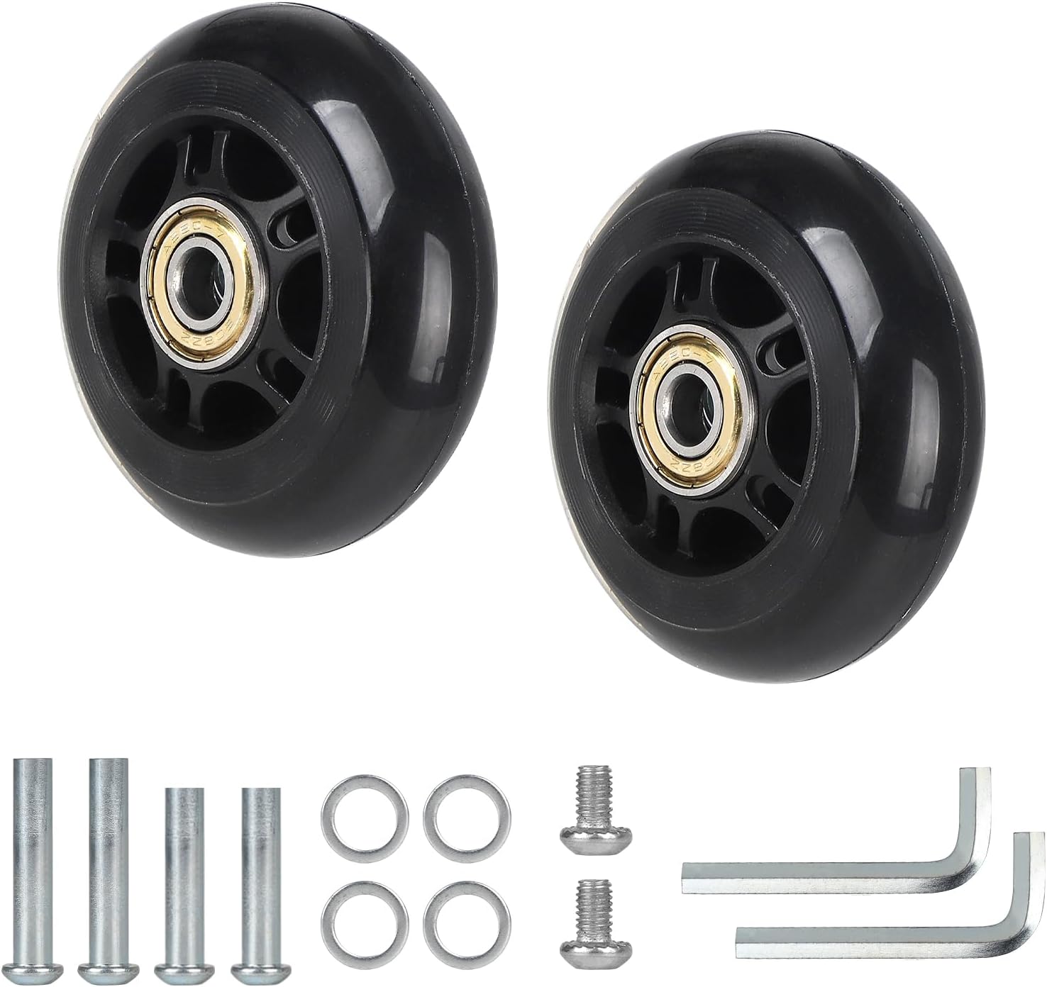 CPROSP 2-Piece Suitcase Replacement Wheels 70 x 24 mm, Replacement Wheels for Luggage, Suitcase Replacement Wheels for Trolleys
