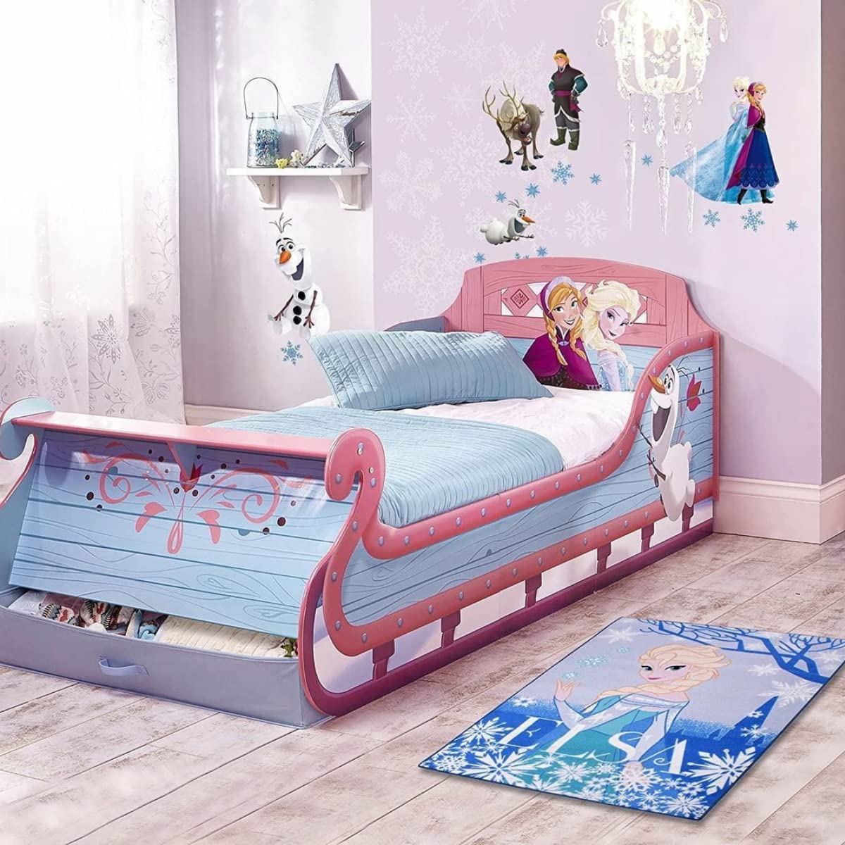 Prodotto con licenza Disney - Tappeto da Gioco Principessa ELSA Frozen 133x95 cm - Blu - Tappeto - Tappeto da Gioco per la cameretta dei bambini