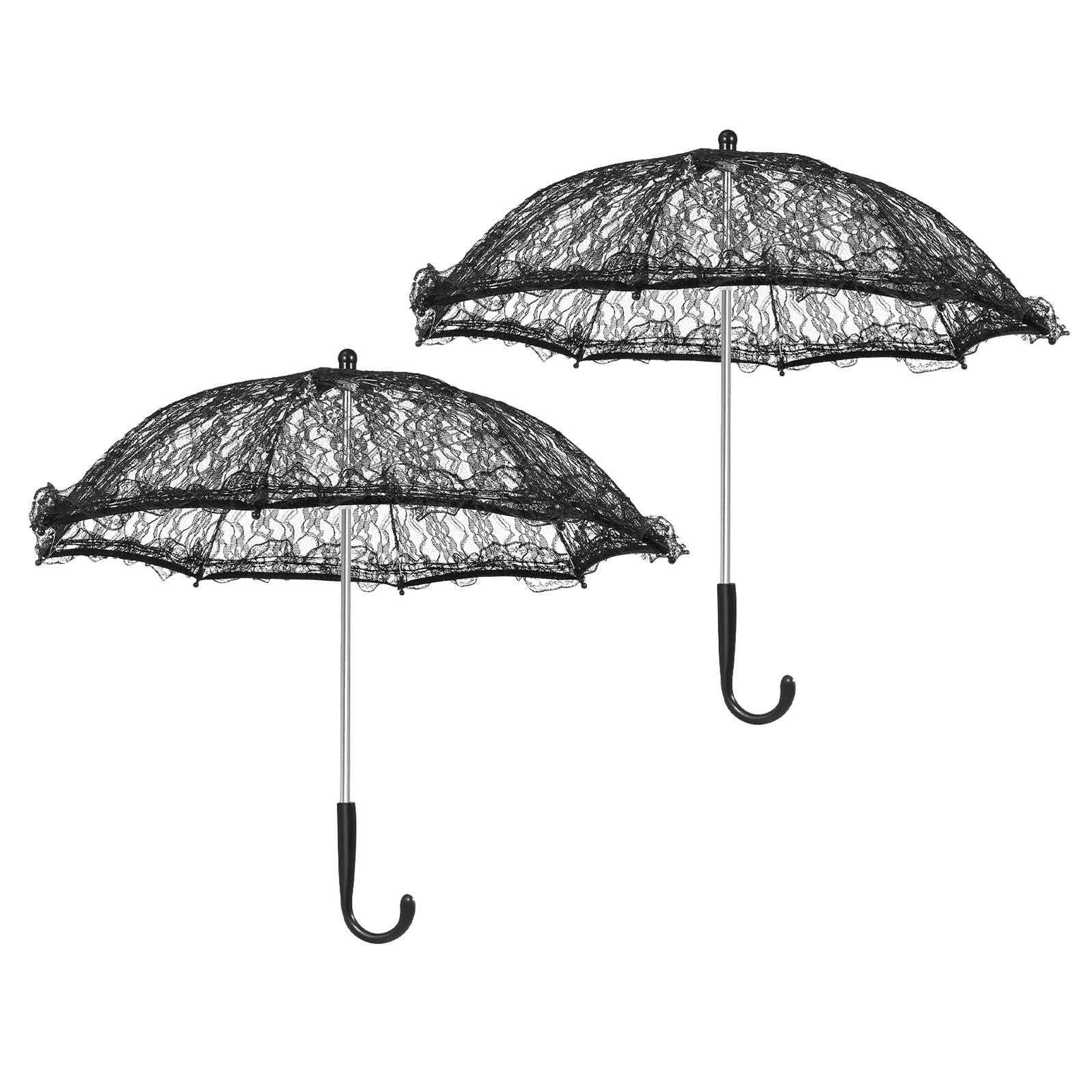 Sombrilla de encaje para evitar insolacion en bodas set de 2 parasoles negros de COLLBATH 8