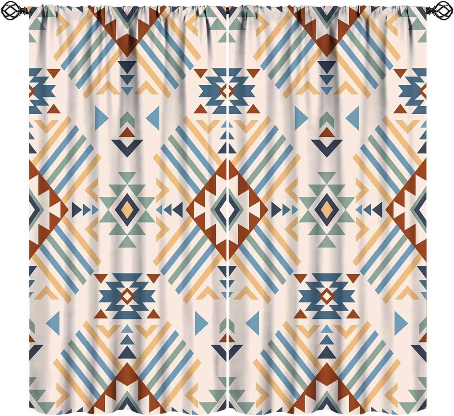 Aztec Curtains,Southwestern Ethnic Geometric Window Treatments for Living Room,Tribal Navajo Boho Pattern Print Window Drapes for Kitchen Bedroom Living Room Decor,2 Panel Set,42x45 Inch Decor