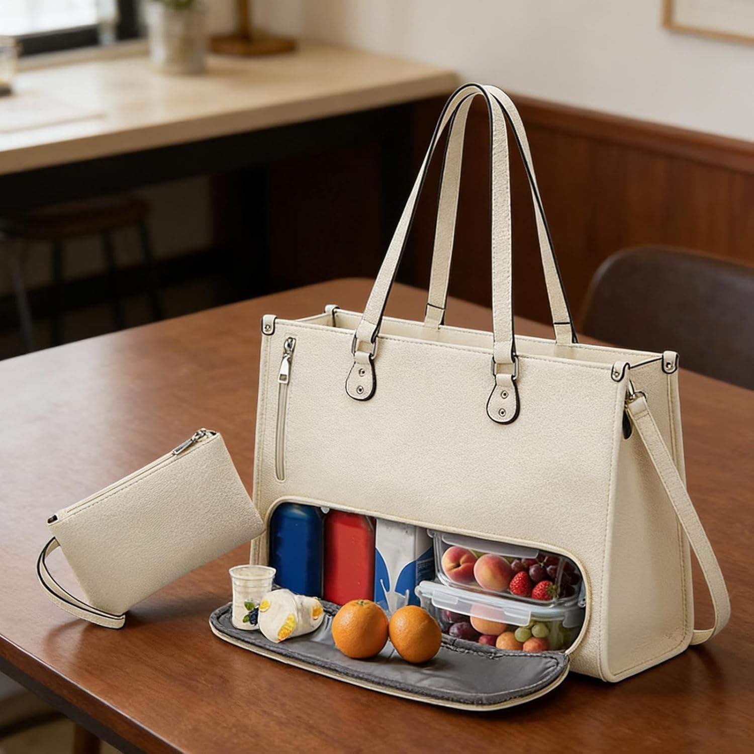 Laptop Tote Bag - 3-In 1 Insulated With Lunch Compartment | Professional Womens Work Bag | Adjustable Handle For Phone Tablet Book Food Drink College School Travel Outdoor Business Road Trip