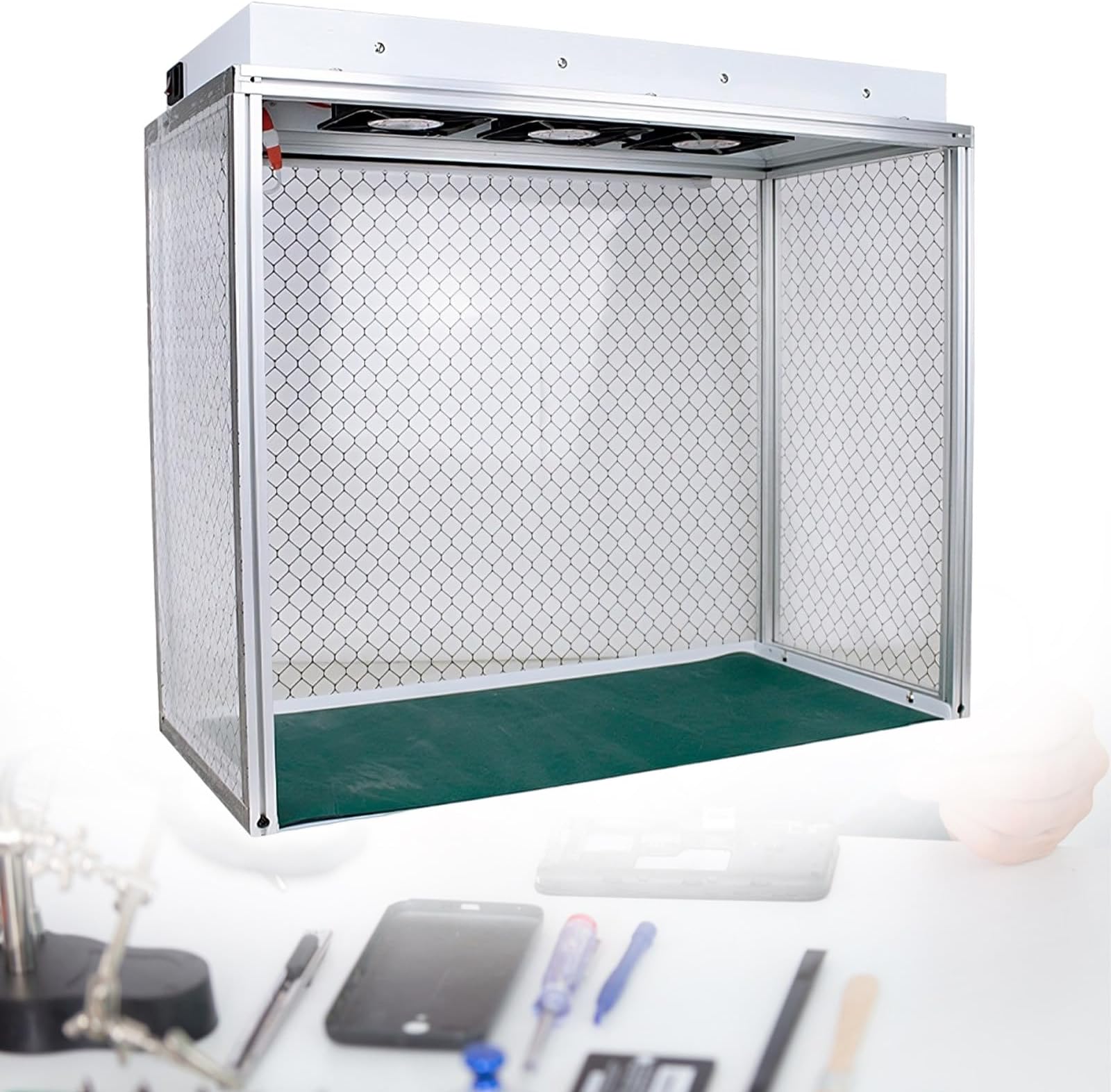 Vertical Laminar Flow Hood, Laminar Flow Cabinet Air Flow Clean Bench, With Hepa-Filter for Class 100, Cleanliness Dust Fr-ee Work, 24.4x12.2in Workbench, for Phone Repair