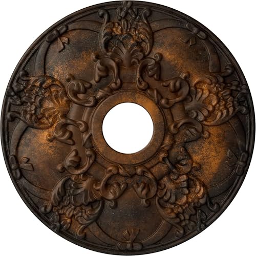 Vista 233 de Ekena Millwork CM18NOPOS Medallón de techo Norwich, 45.72cmOD x 8.97cmID x 1 3/8"P, pintado a mano cobre pulido