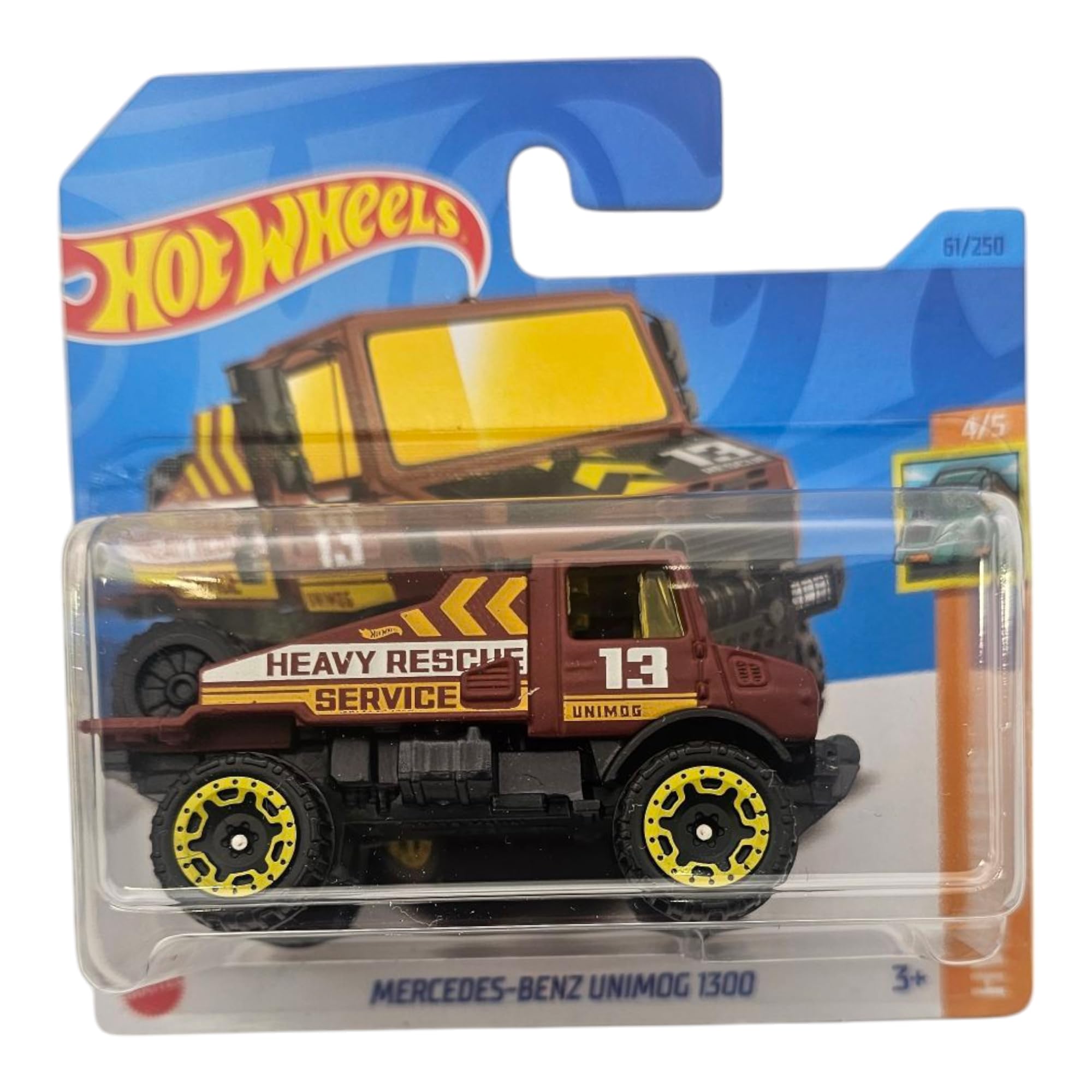 Hot Wheels Mercedes-Benz Unimog 1300, Heavy Rescue Service Truck, Die-Cast Model, 1:64 Scale