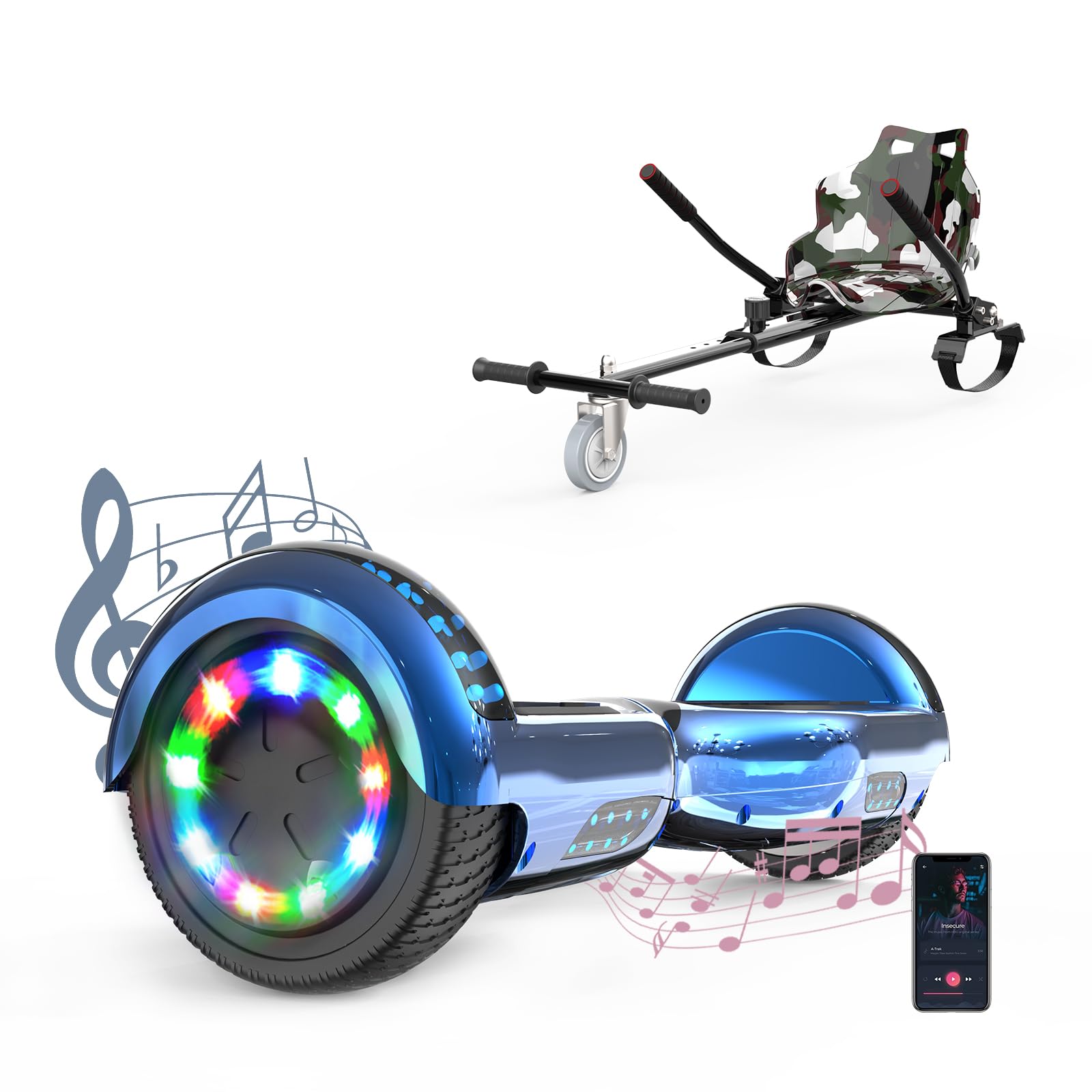 Vouuk Inch Hoverboard With Go Kart Bluetooth Led Desertcart