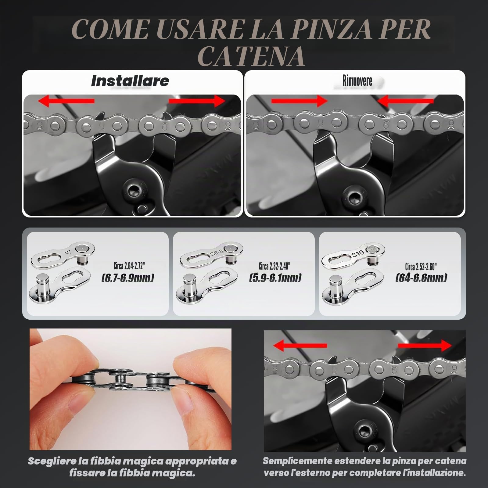 Set di estrattori per pedivelle per bicicletta con frusta per catena e smonta cassette – Chiave per meccanismo centrale, strumento per meccanismo centrale, attrezzo per bicicletta per pedivella